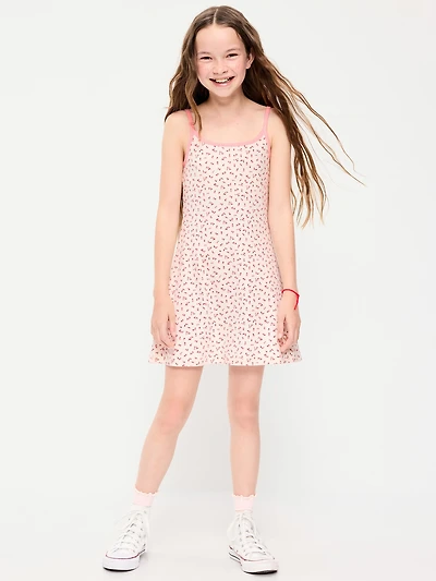 Fitted Sleeveless Ribbed Swing Dress for Girls