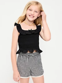 Sleeveless Fitted Ruffled Smocked Top for Girls