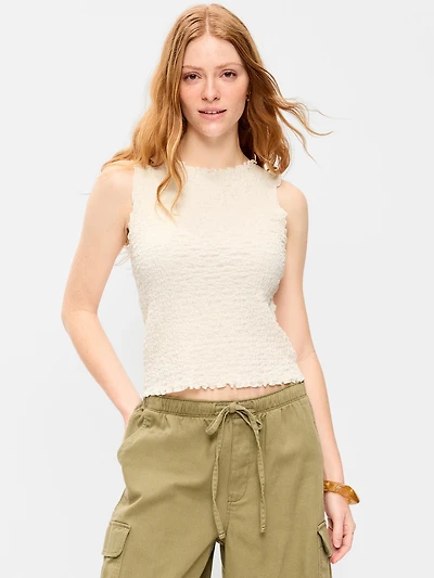 Sleeveless Smocked Tank Top