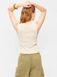 Sleeveless Smocked Tank Top