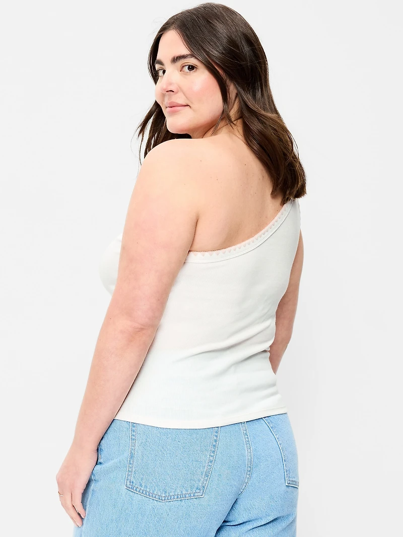 Ribbed One-Shoulder Tank Top
