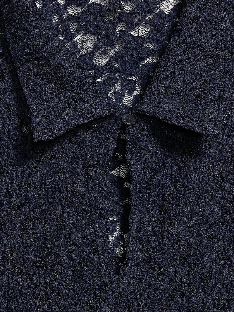 Lace Keyhole Polo Top
