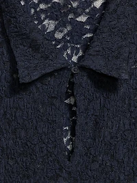 Lace Keyhole Polo Top