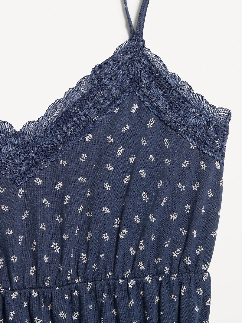 Lace-Trim Smocked-Waist Tank Top