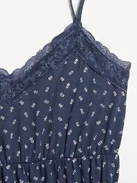Lace-Trim Smocked-Waist Tank Top