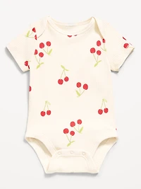 Printed Short-Sleeve Ribbed Bodysuit for Baby