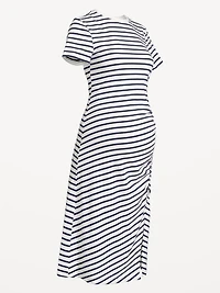 Maternity Short-Sleeve Ruched Midi Dress