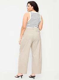 Mid-Rise Twill Barrel-Leg Pants