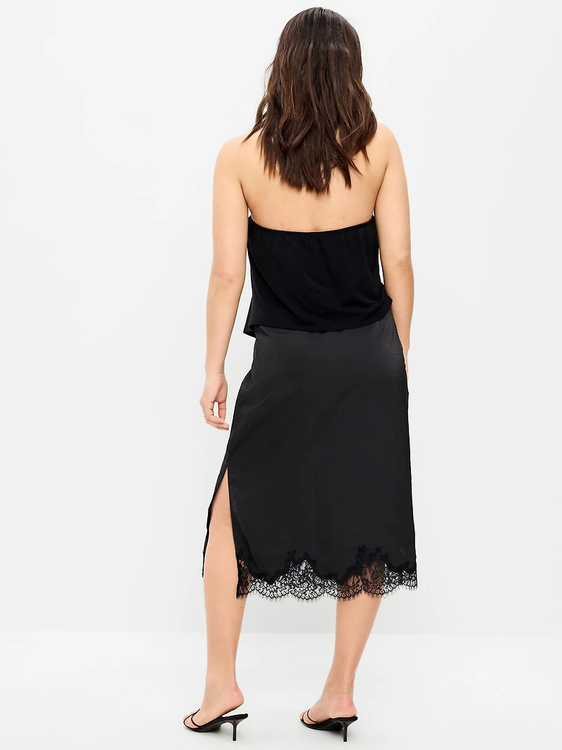 Lace Slip Midi Skirt