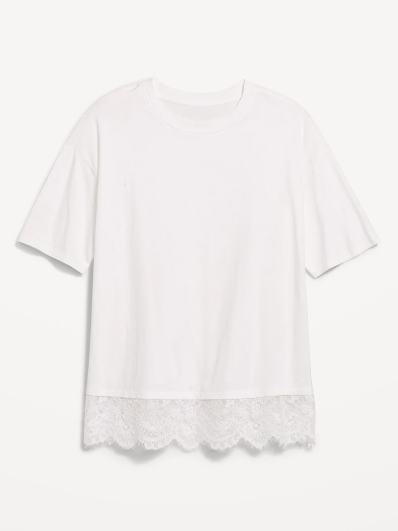Oversized Lace Hem T-Shirt