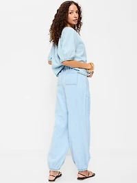 Mid-Rise Pull-On Utility Harem Jeans