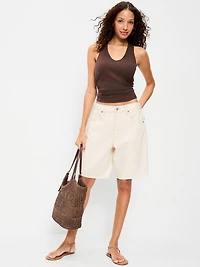 Ribbed Loop-Back Halter Top