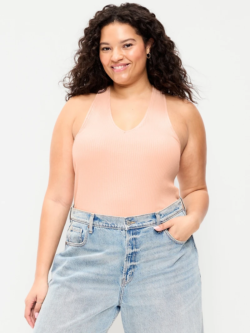 Ribbed Loop-Back Halter Top