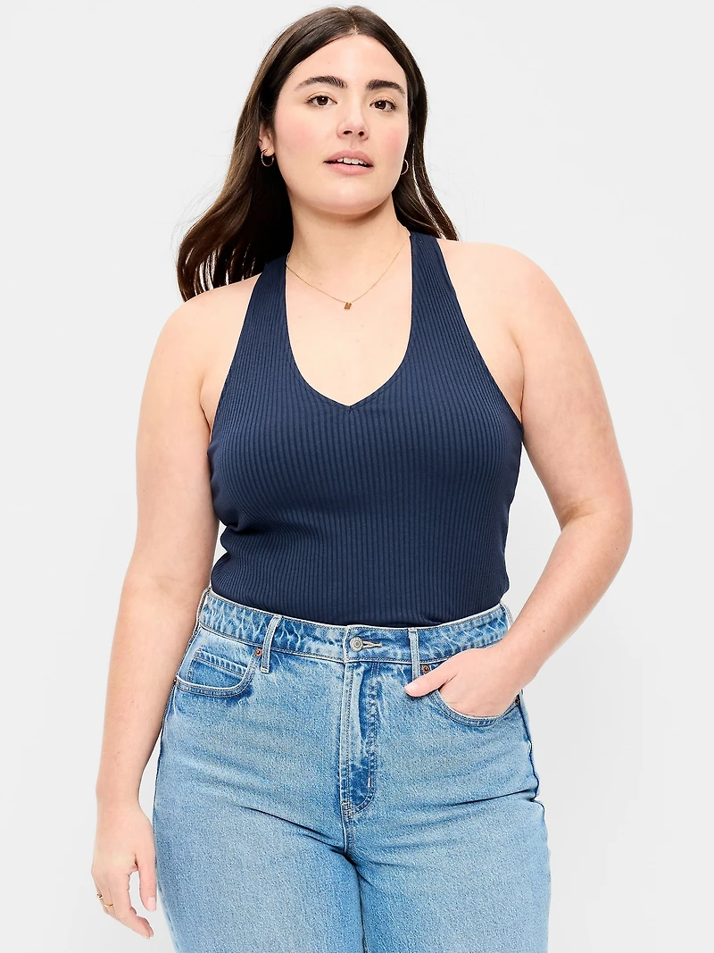 Ribbed Loop-Back Halter Top