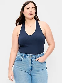 Ribbed Loop-Back Halter Top