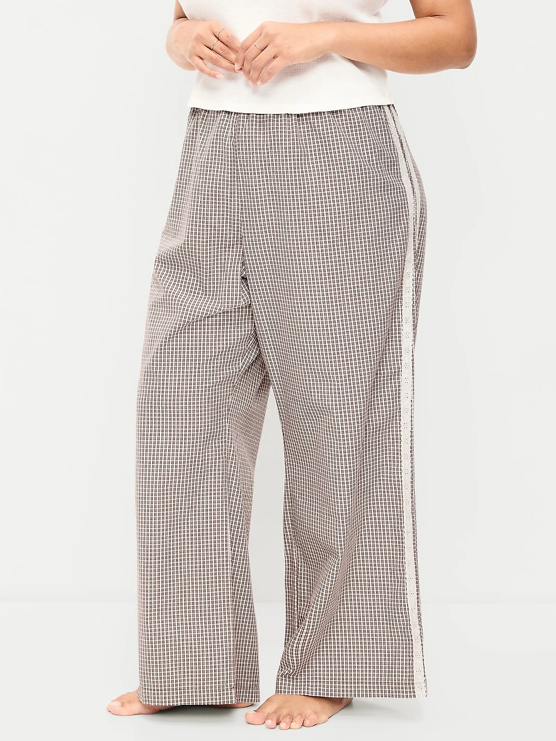 Poplin Wide-Leg Pajama Pants