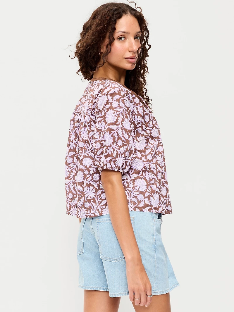 Short-Sleeve Beaded Top