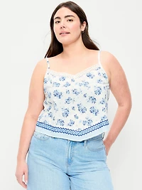 Lace-Trim Scarf Tank Top