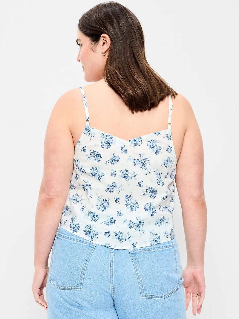 Lace-Trim Scarf Tank Top