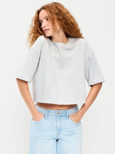 Vintage Crew-Neck Cropped T-Shirt