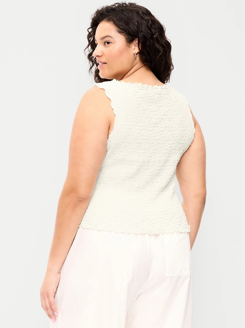 Sleeveless Smocked Tank Top