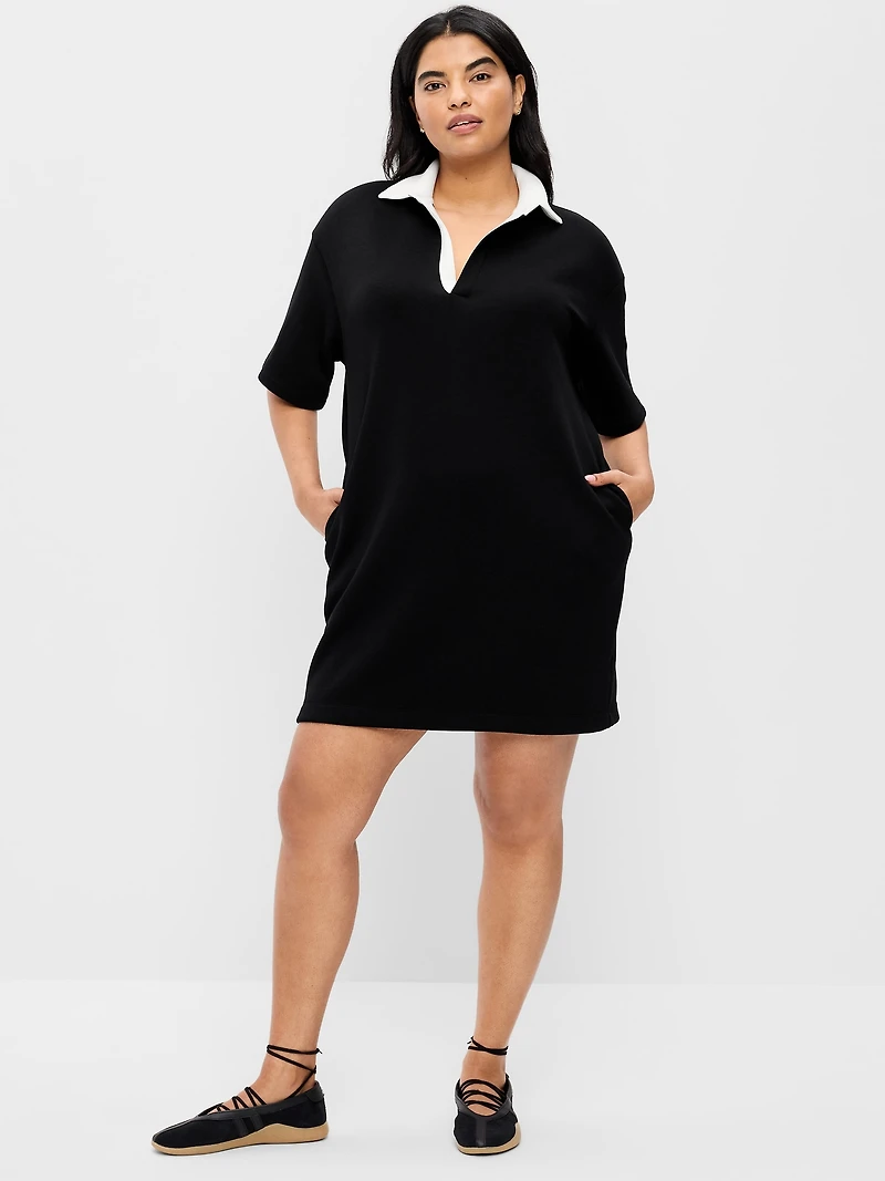 Bounce Fleece Short-Sleeve Polo Dress