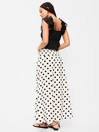 Twill Smocked-Waist Maxi Skirt