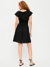 Smocked-Bodice Fit & Flare Mini Dress