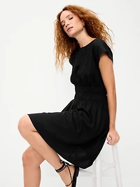 Smocked-Bodice Fit & Flare Mini Dress