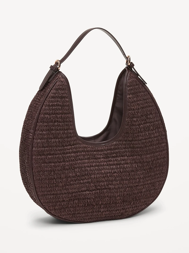 Oversized Raffia Hobo Bag