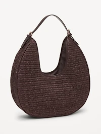 Oversized Raffia Hobo Bag