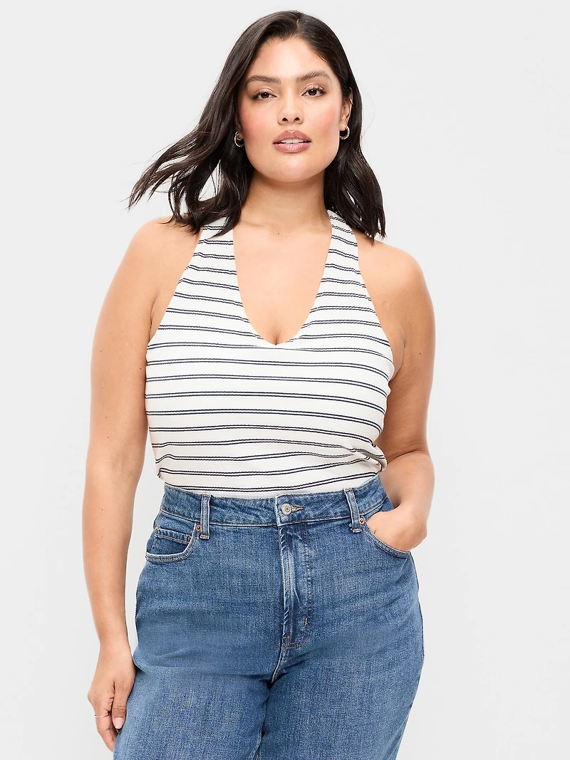 Sleeveless Ribbed Loop-Back Tank Top