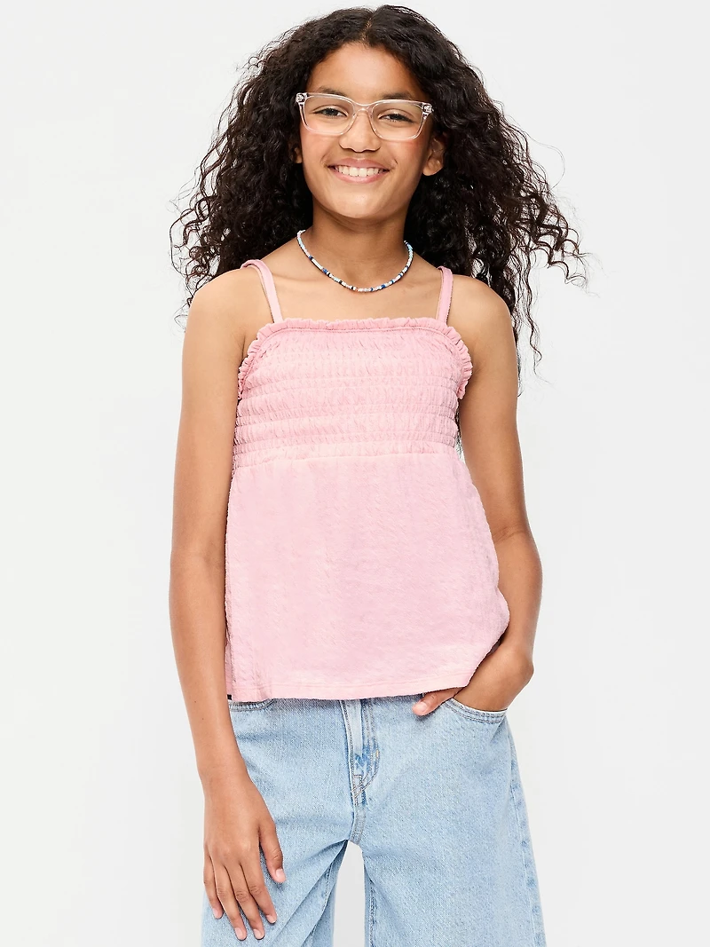 Sleeveless Textured Smocked Top for Girls