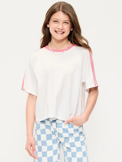 Oversized Short-Sleeve Cropped T-Shirt for Girls