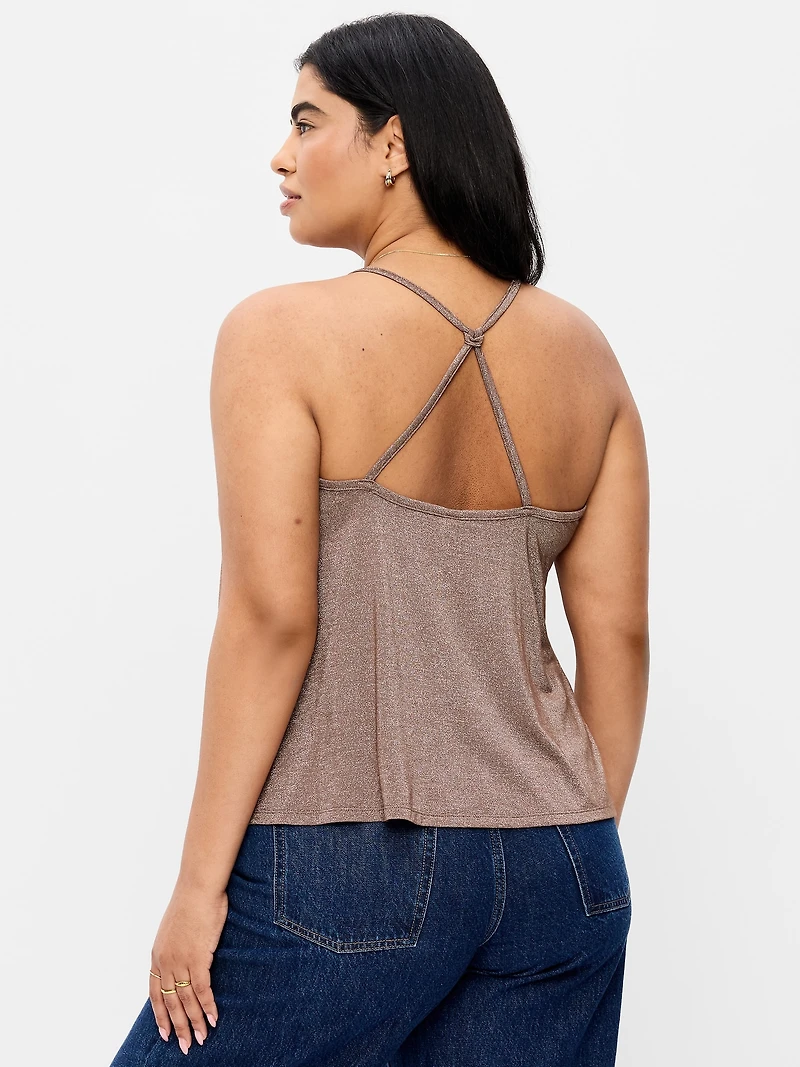 Strappy-Back Shimmer Swing Tank Top