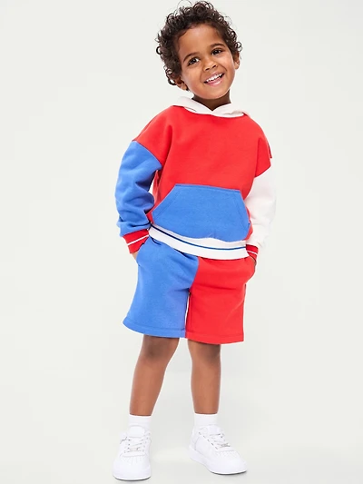 Fleece Color-Block Shorts for Toddler Boys