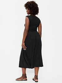 Jersey Knit Drop-Waist Midi Dress