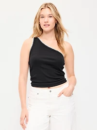 Ribbed One-Shoulder Tank Top