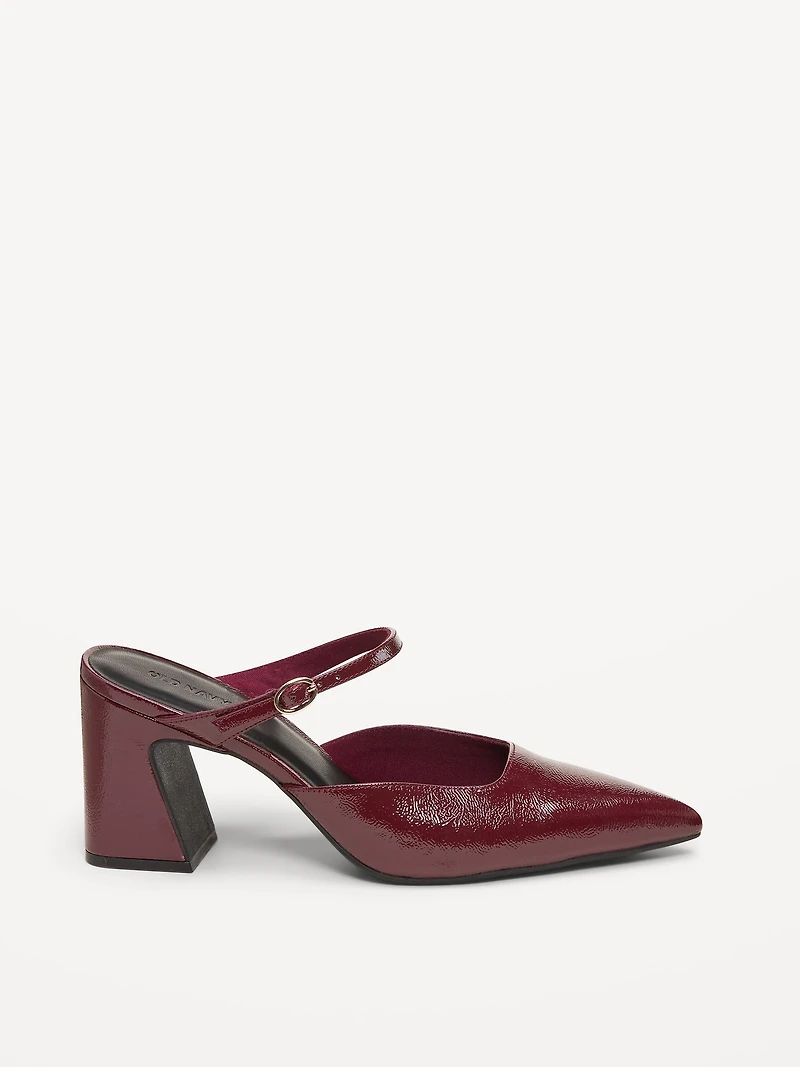 Buckle-Strap Mule Heels for Women