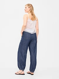 Mid-Rise Pull-On Utility Harem Jeans