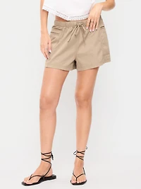 High-Waisted Pull-On Utility Shorts