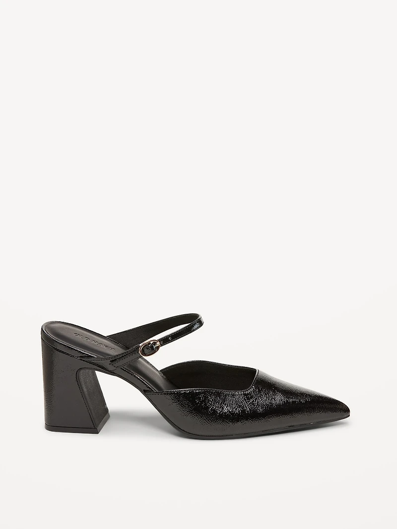 Buckle-Strap Mule Heels for Women