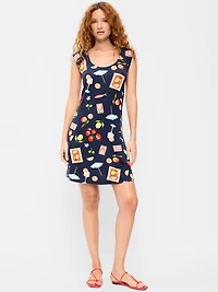 Short-Sleeve Scoop-Neck Mini Dress