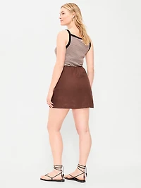 Linen-Blend Micro Skort