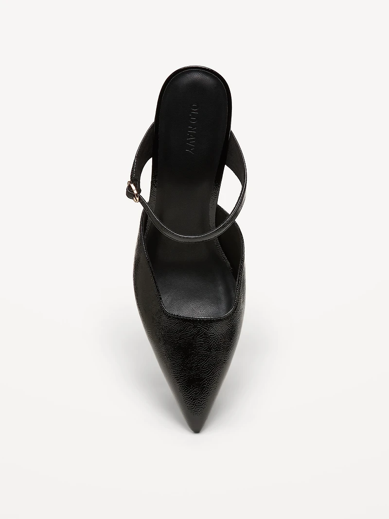 Buckle-Strap Mule Heels for Women