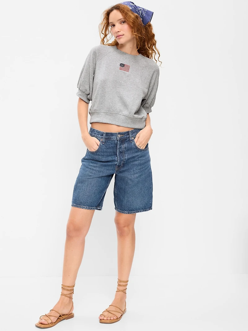 Short-Sleeve Cropped Raglan Sweatshirt