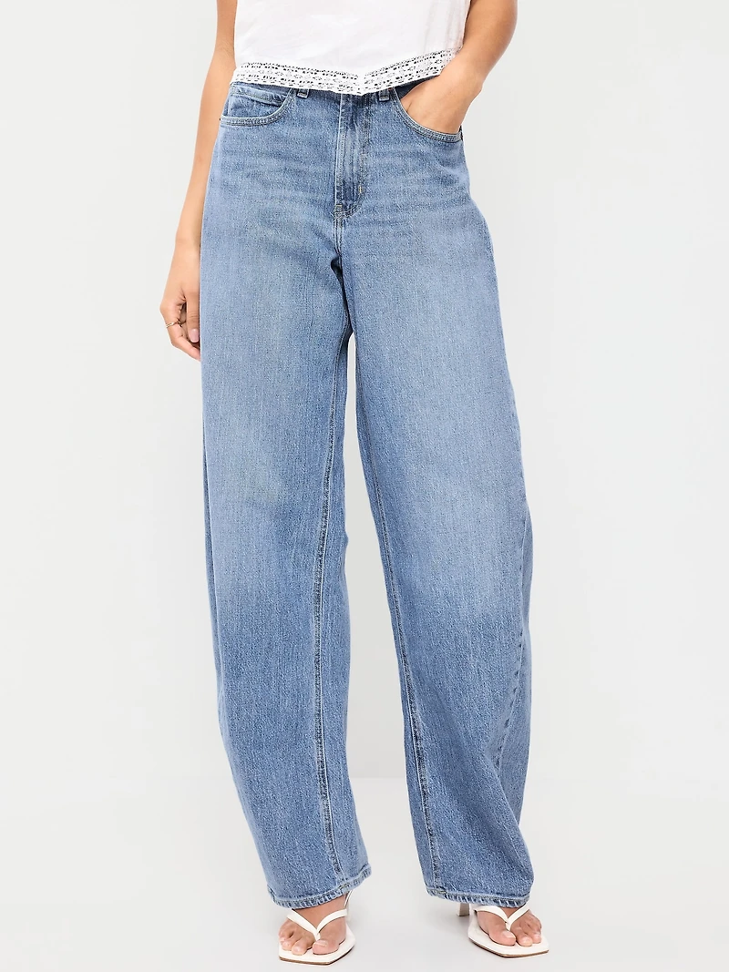 High-Waisted Rounded Wide-Leg Barrel Jeans