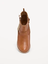 Faux-Leather Side-Zip Western Boots for Toddler Girls