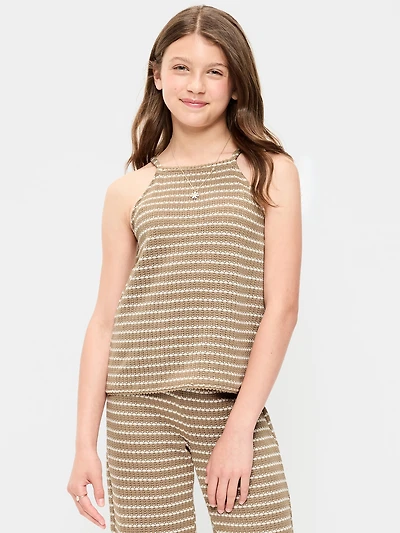 Sleeveless Jacquard Knit Top for Girls