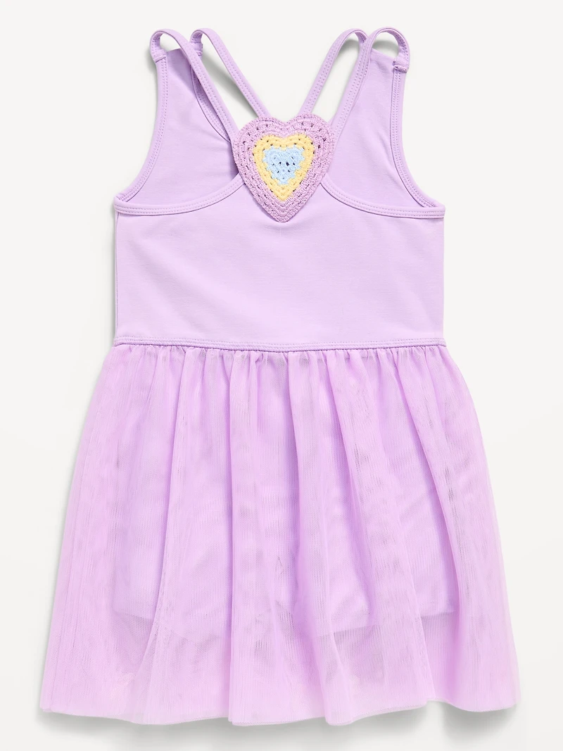 Sleeveless Heart-Back Tutu Dress for Toddler Girls